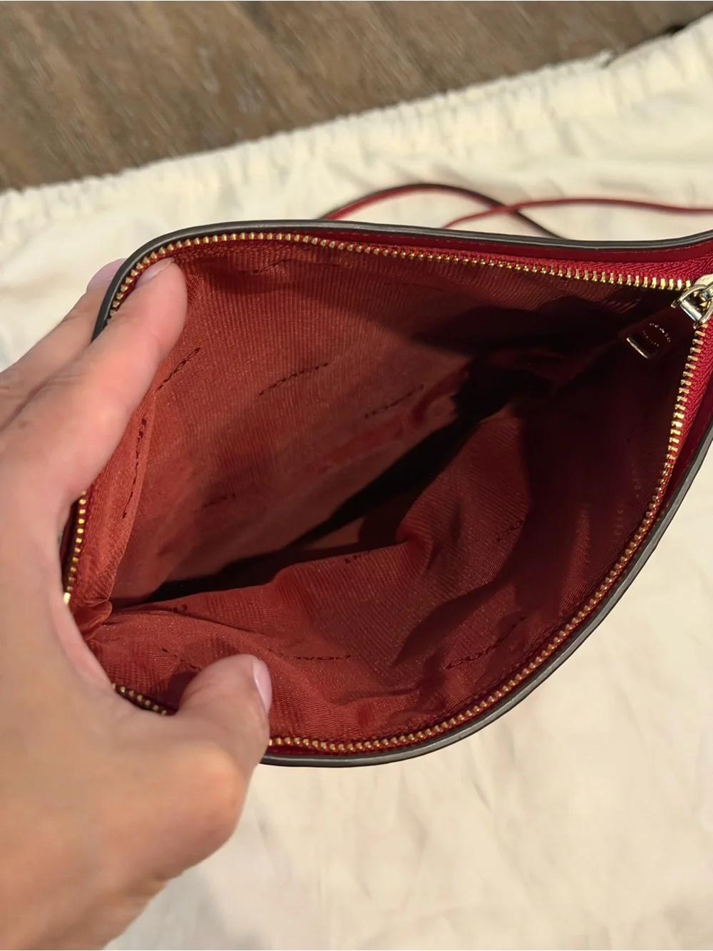 Coach Red Leather Crossbody Fold-Over Clutch